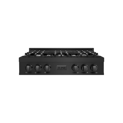 ZLINE 36 in. Classic Gas Rangetop with 6 Burners and Porcelain Cooktop in Black Stainless Steel (RTB2-36)