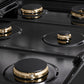 ZLINE Autograph Edition 36 in. Classic Gas Rangetop with 6 Burners and Porcelain Cooktop in Black Stainless Steel with Champagne Bronze Accents (RTBZ-36-CB)