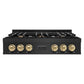 ZLINE Autograph Edition 36 in. Classic Gas Rangetop with 6 Burners and Porcelain Cooktop in Black Stainless Steel with Champagne Bronze Accents (RTBZ-36-CB)