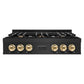 ZLINE Autograph Edition 36 in. Classic Gas Rangetop with 6 Burners and Porcelain Cooktop in Black Stainless Steel with Polished Gold Accents (RTBZ-36-G)