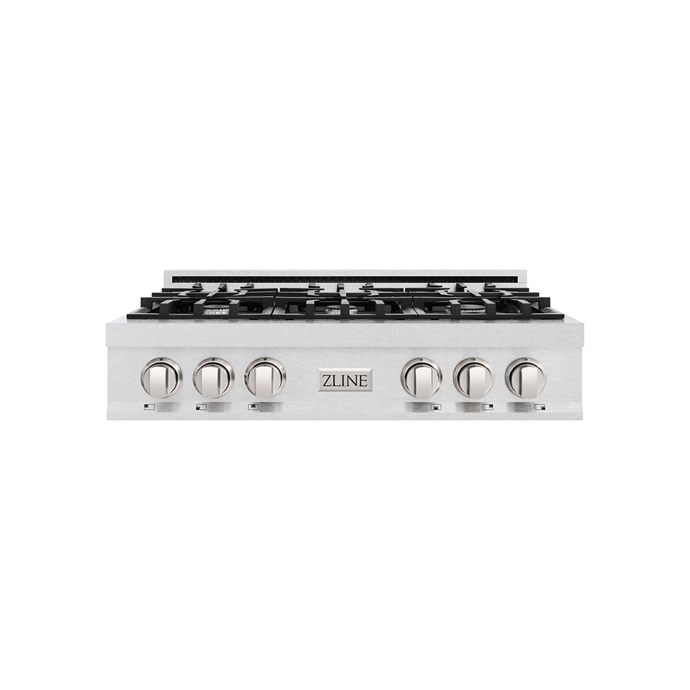 ZLINE 36 in. Classic Gas Rangetop with 6 Burners and Porcelain Cooktop in Satin Stainless Steel (RTS-36)