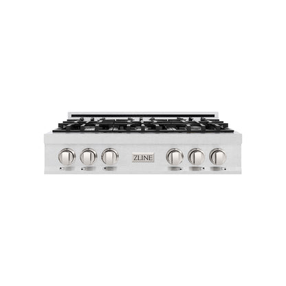 ZLINE 36 in. Classic Gas Rangetop with 6 Burners and Porcelain Cooktop in Satin Stainless Steel (RTS-36)