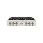 ZLINE Autograph Edition 36 in. Classic Gas Rangetop with 6 Burners and Porcelain Cooktop in Satin Stainless Steel with Champagne Bronze Accents (RTSZ-36-CB) main image.