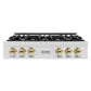 ZLINE Autograph Edition 36 in. Classic Gas Rangetop with 6 Burners and Porcelain Cooktop in Satin Stainless Steel with Polished Gold Accents (RTSZ-36-G)
