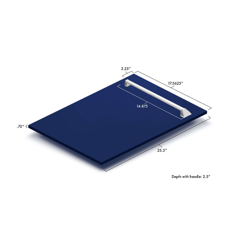 ZLINE 18 in. Tallac Series 3rd Rack Top Control Built-In Dishwasher in Blue Gloss with Stainless Steel Tub, 51dBa (DWV-BG-18) dimensional diagram with measurements.