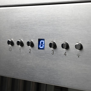 ZLINE 40 in. DuraMount™ Wall Mount Range Hood Insert in Stainless Steel (683-40), close-up, control panel with buttons and a digital display.