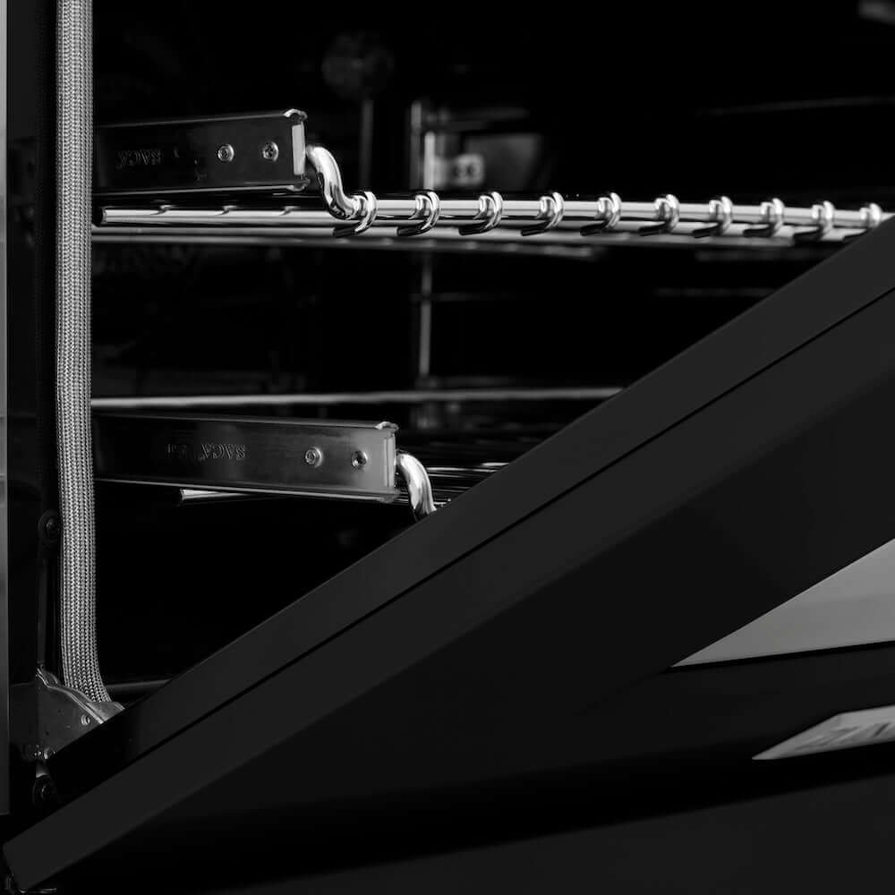 ZLINE 24 in. Professional Dual Fuel Range in Fingerprint Resistant Stainless Steel with Black Matte Door (RAS-BLM-24)