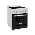 ZLINE 24 in. 2.8 cu. ft. Legacy Induction Range with 4 Element Cooktop and Electric Oven in Satin Stainless Steel and Black Matte Door, Open Box-Good Condition