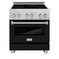 ZLINE 30 in. 4.0 cu. ft. Legacy Induction Range with 4 Element Cooktop and Electric Oven in Satin Stainless Steel and Black Matte Door, Open Box-Good Condition