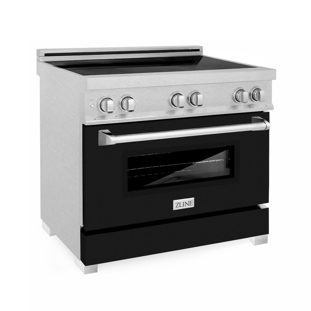 ZLINE 36 in. 4.6 cu. ft. Induction Range with a 5 Element Stove and Electric Oven in Black Matte (RAINDS-BLM-36) 