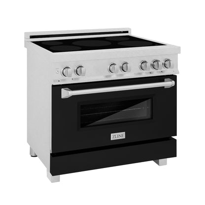 ZLINE 36 in. 4.6 cu. ft. Legacy Induction Range with 5 Element Cooktop and Electric Oven in Satin Stainless Steel and Black Matte Door, Open Box-Good Condition