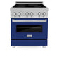 ZLINE 30 in. 4.0 cu. ft. Legacy Induction Range with 4 Element Cooktop and Electric Oven in Satin Stainless Steel and Blue Gloss Door, Open Box-Good Condition