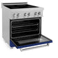 ZLINE 30 in. 4.0 cu. ft. Legacy Induction Range with 4 Element Cooktop and Electric Oven in Satin Stainless Steel and Blue Gloss Door, Open Box-Great Condition