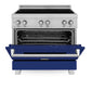 ZLINE 36 in. 4.6 cu. ft. Legacy Induction Range with 5 Element Cooktop and Electric Oven in Satin Stainless Steel and Blue Gloss Door, Open Box-Great Condition