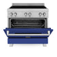 ZLINE 36 in. 4.6 cu. ft. Legacy Induction Range with 5 Element Cooktop and Electric Oven in Satin Stainless Steel and Blue Matte Door, Open Box-Good Condition