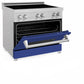 ZLINE 36 in. 4.6 cu. ft. Legacy Induction Range with 5 Element Cooktop and Electric Oven in Satin Stainless Steel and Blue Matte Door, Open Box-Great Condition