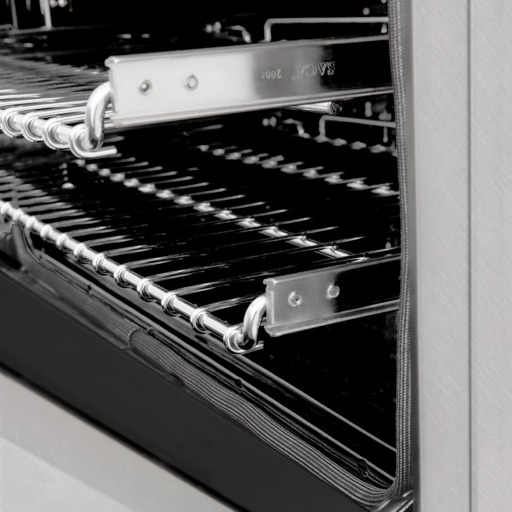 ZLINE SmoothGlide ball-bearing adjustable oven racks from side.