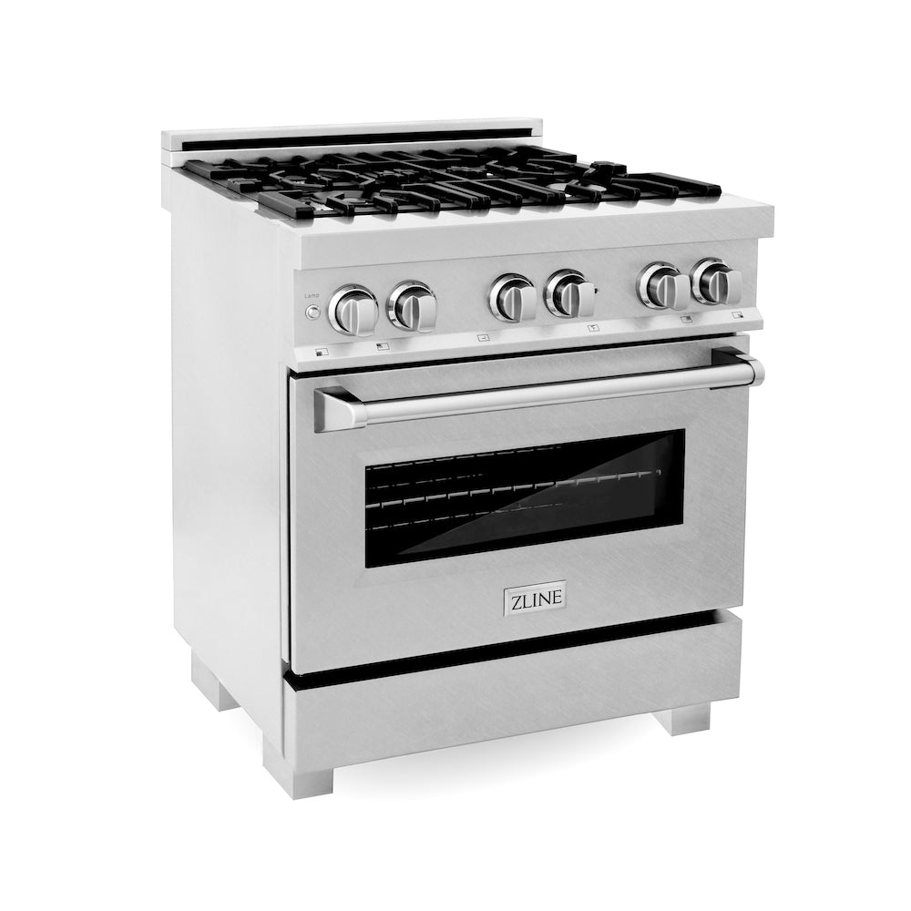 ZLINE 30 in. 4.0 cu. ft. Dual Fuel Range with Gas Stove and Electric Oven in Fingerprint Resistant Stainless Steel (RAS-SN-30) 