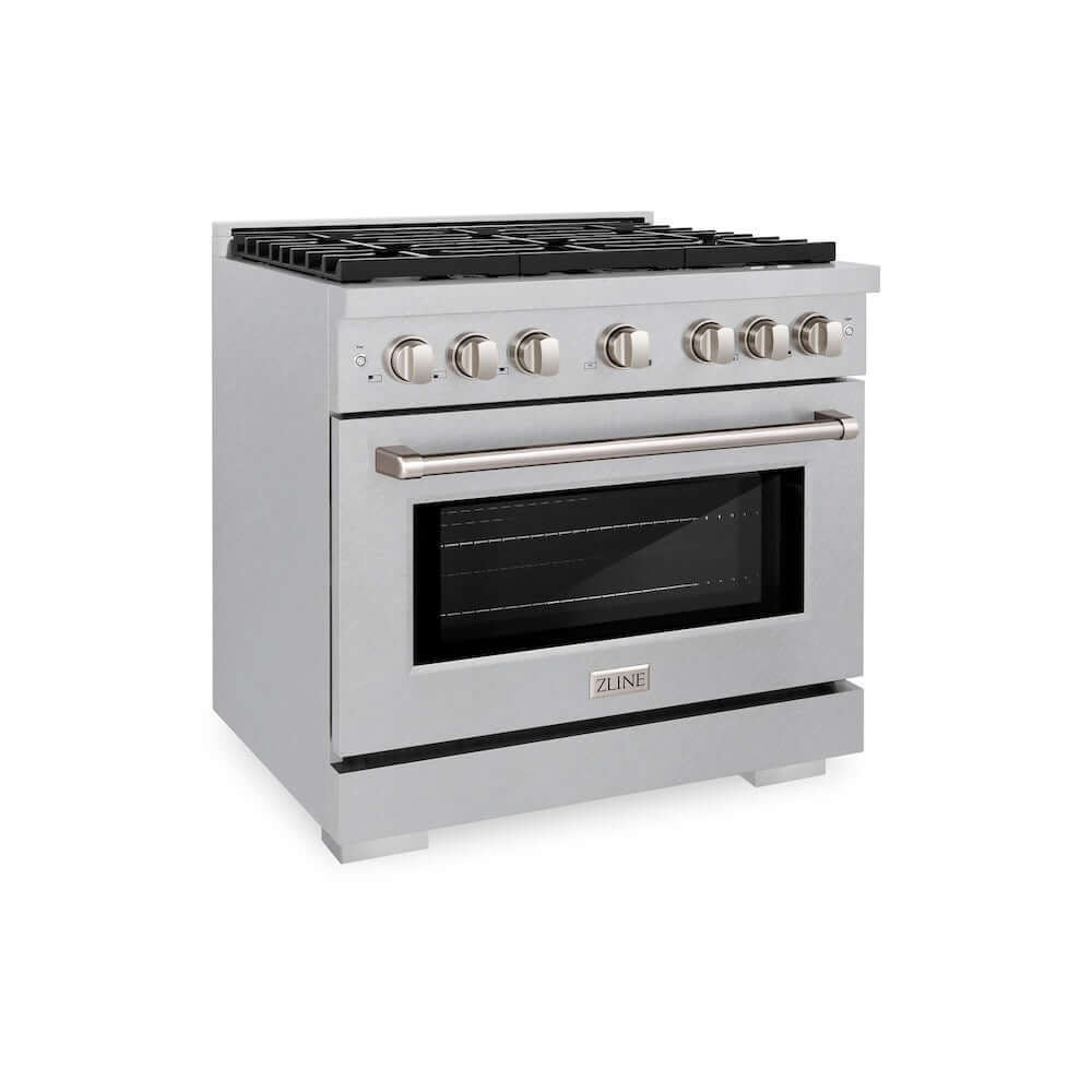 ZLINE 36 in. 5.2 cu. ft. 6 Burner Gas Range with Convection Gas Oven in DuraSnow® Stainless Steel (SGRS-36) 