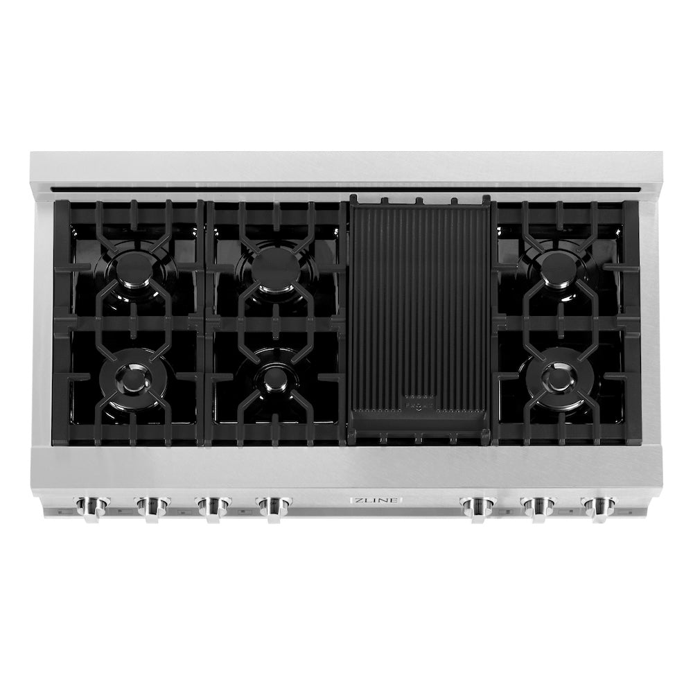 ZLINE Kitchen Package with 48 in. DuraSnow® Stainless Steel Rangetop and 48 in. Convertible Range Hood (2KP-RTSRH48)