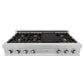 ZLINE 48 in. Legacy Gas Rangetop with 7 Brass Burners and Porcelain Cooktop in Satin Stainless Steel (RTS-BR-48)