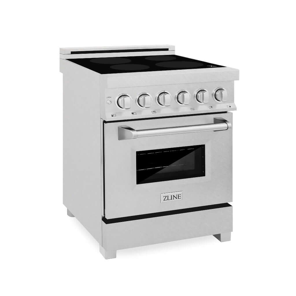 ZLINE 24 in. 2.8 cu. ft. Induction Range with a 4 Element Stove and Electric Oven in Fingerprint Resistant Stainless Steel (RAINDS-SN-24) 