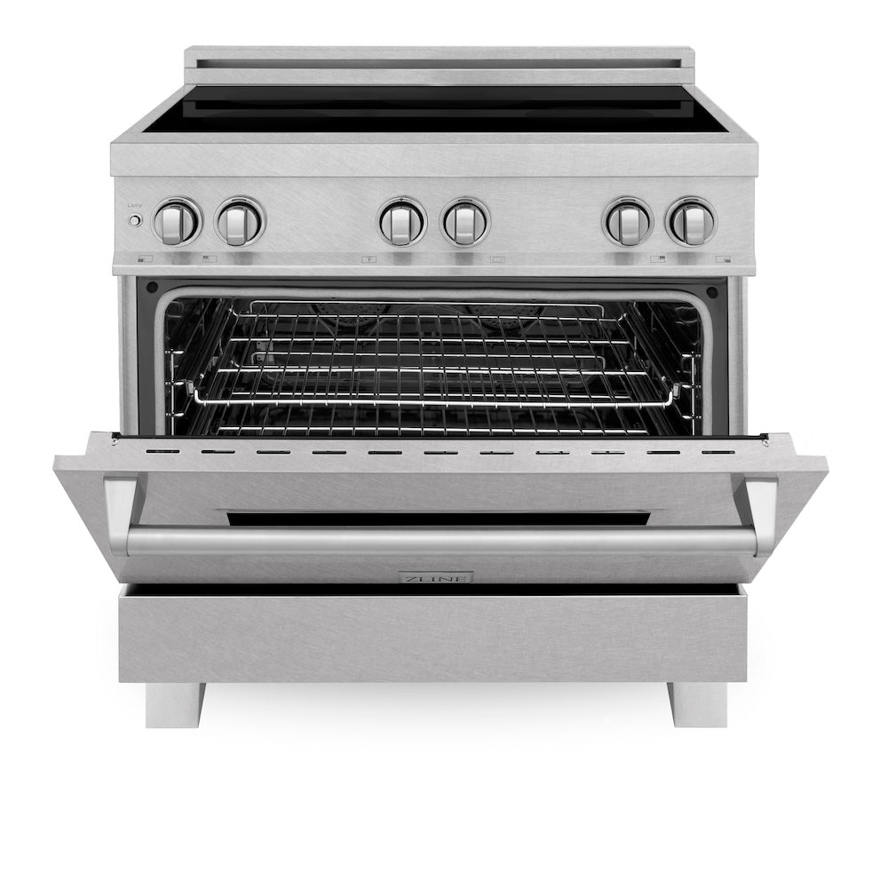 ZLINE 36 in. 4.6 cu. ft. Induction Range with a 5 Element Stove and Electric Oven in Fingerprint Resistant Stainless Steel (RAINDS-SN-36)