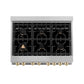 ZLINE Autograph Edition 36 in. 4.6 cu. ft. Legacy Dual Fuel Range with 6 Burner Gas Cooktop and Electric Convection Oven in Satin Stainless Steel with White Matte Door and Polished Gold Accents, Open Box-Great Condition