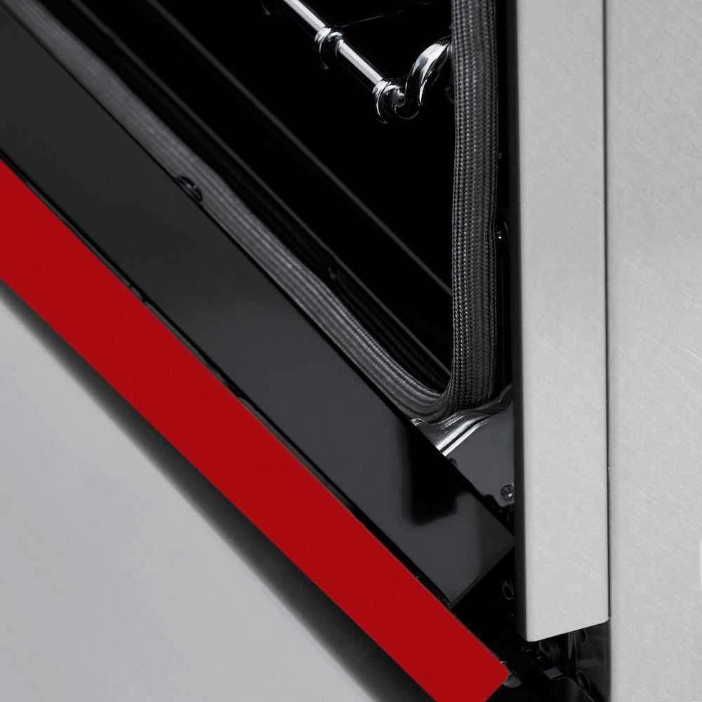 ZLINE 30 in. 4.0 cu. ft. Legacy Induction Range with 4 Element Cooktop and Electric Oven in Satin Stainless Steel and Red Gloss Door, Open Box-Good Condition