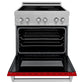 ZLINE 30 in. 4.0 cu. ft. Legacy Induction Range with 4 Element Cooktop and Electric Oven in Satin Stainless Steel and Red Gloss Door, Open Box-Good Condition