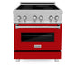 ZLINE 30 in. 4.0 cu. ft. Legacy Induction Range with 4 Element Cooktop and Electric Oven in Satin Stainless Steel and Red Gloss Door, Open Box-Great Condition