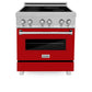 ZLINE 30 in. 4.0 cu. ft. Legacy Induction Range with 4 Element Cooktop and Electric Oven in Satin Stainless Steel and Red Gloss Door, Open Box-Good Condition