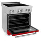ZLINE 30 in. 4.0 cu. ft. Legacy Induction Range with 4 Element Cooktop and Electric Oven in Satin Stainless Steel and Red Gloss Door, Open Box-Good Condition
