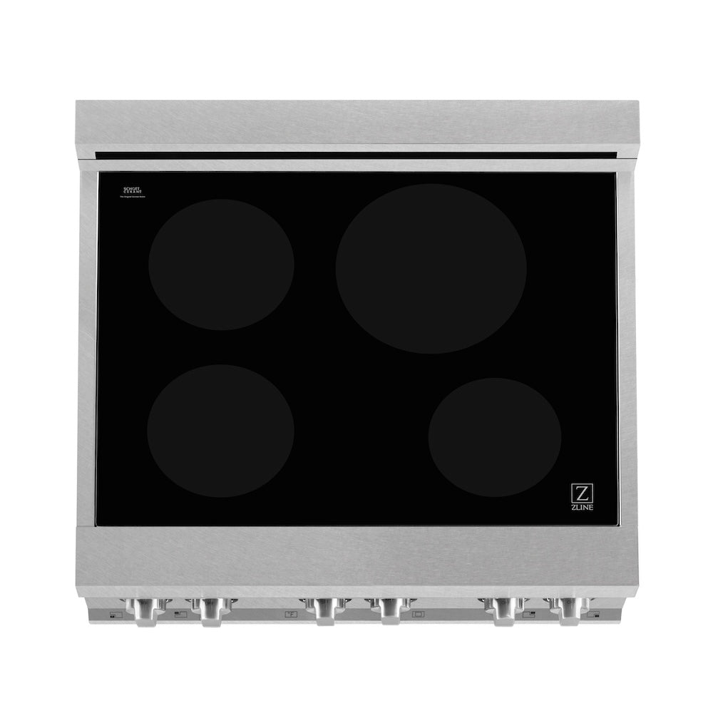 ZLINE 30 in. 4.0 cu. ft. Legacy Induction Range with 4 Element Cooktop and Electric Oven in Satin Stainless Steel and Red Gloss Door, Open Box-Good Condition