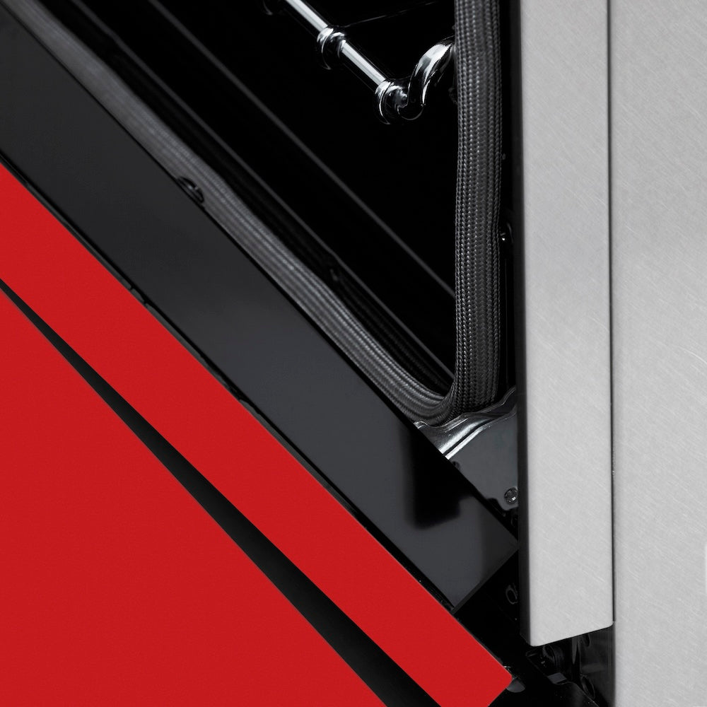 ZLINE 30 in. 4.0 cu. ft. Legacy Induction Range with 4 Element Cooktop and Electric Oven in Satin Stainless Steel and Red Matte Door, Open Box-Good Condition