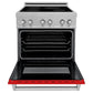 ZLINE 30 in. 4.0 cu. ft. Legacy Induction Range with 4 Element Cooktop and Electric Oven in Satin Stainless Steel and Red Matte Door, Open Box-Great Condition