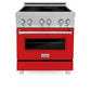 ZLINE 30 in. 4.0 cu. ft. Legacy Induction Range with 4 Element Cooktop and Electric Oven in Satin Stainless Steel and Red Matte Door, Open Box-Good Condition