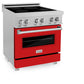 ZLINE 30 in. 4.0 cu. ft. Legacy Induction Range with 4 Element Cooktop and Electric Oven in Satin Stainless Steel and Red Matte Door, Open Box-Good Condition