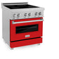 ZLINE 30 in. 4.0 cu. ft. Legacy Induction Range with 4 Element Cooktop and Electric Oven in Satin Stainless Steel and Red Matte Door, Open Box-Great Condition