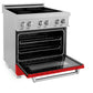 ZLINE 30 in. 4.0 cu. ft. Legacy Induction Range with 4 Element Cooktop and Electric Oven in Satin Stainless Steel and Red Matte Door, Open Box-Great Condition
