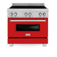ZLINE 36 in. 4.6 cu. ft. Legacy Induction Range with 5 Element Cooktop and Electric Oven in Satin Stainless Steel and Red Matte Door, Open Box-Good Condition