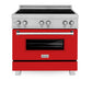 ZLINE 36 in. 4.6 cu. ft. Legacy Induction Range with 5 Element Cooktop and Electric Oven in Satin Stainless Steel and Red Matte Door, Open Box-Great Condition