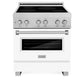ZLINE 30 in. 4.0 cu. ft. Legacy Induction Range with 4 Element Cooktop and Electric Oven in Satin Stainless Steel and White Matte Door, Open Box-Good Condition