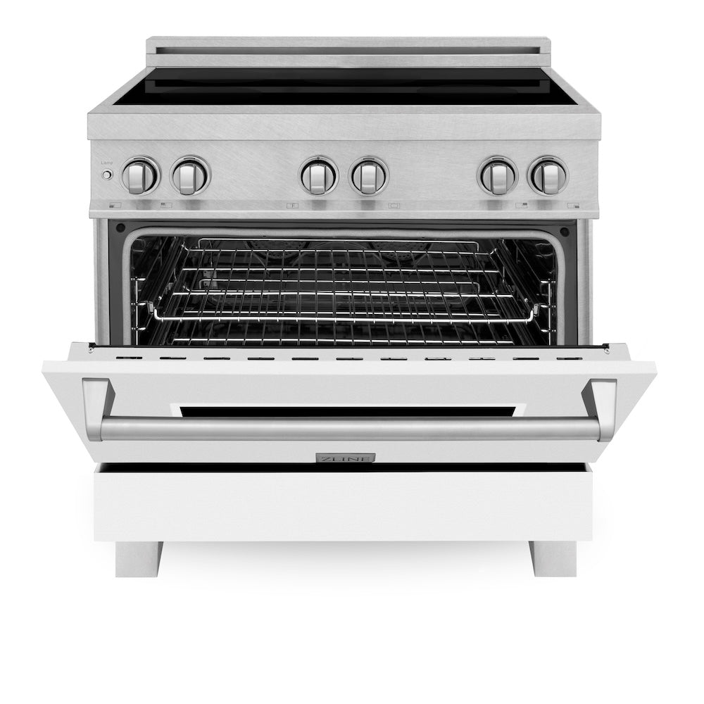 ZLINE 36 in. 4.6 cu. ft. Induction Range with a 4 Element Stove and Electric Oven in White Matte (RAINDS-WM-36)