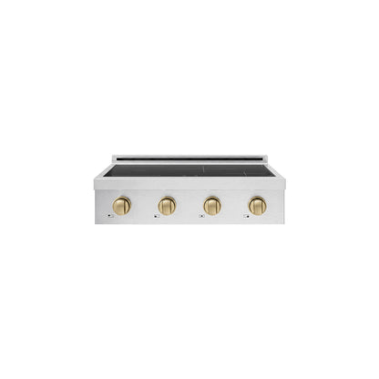 ZLINE Autograph Edition 30 in. Paramount Induction Rangetop with 4 Element Cooktop in Satin Stainless Steel and Champagne Bronze Accents (SINRTSZ-30-CB)