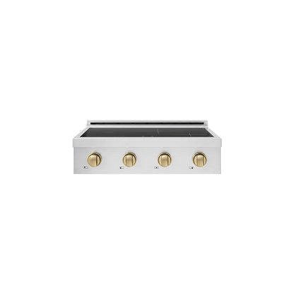 ZLINE Autograph Edition 30 in. Paramount Induction Rangetop with 4 Element Cooktop in Stainless Steel and Champagne Bronze Accents (SINRTZ-30-CB)