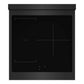 ZLINE 24 in. 3.2 cu. ft. Marino Induction Range with 3 Element Cooktop and Electric Convection Oven in Black Stainless Steel (MINRB-24) top-down, above cooking surface.