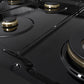 ZLINE Autograph Edition 48 in. 6.7 cu. ft. Marino Double Oven Dual Fuel Range with 8 Burner Gas Cooktop in Black Stainless Steel and Champagne Bronze Accents (MDRBZ-48-CB)