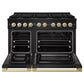 ZLINE Autograph Edition 48 in. 6.7 cu. ft. Marino Double Oven Dual Fuel Range with 8 Burner Gas Cooktop in Black Stainless Steel and Champagne Bronze Accents (MDRBZ-48-CB)