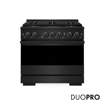 ZLINE 36 in. 5.2 cu. ft. Marino Dual Fuel Range with 6 Burner DuoPro™ Cooktop and Electric Convection Oven in Black Stainless Steel (PMDRB-36)